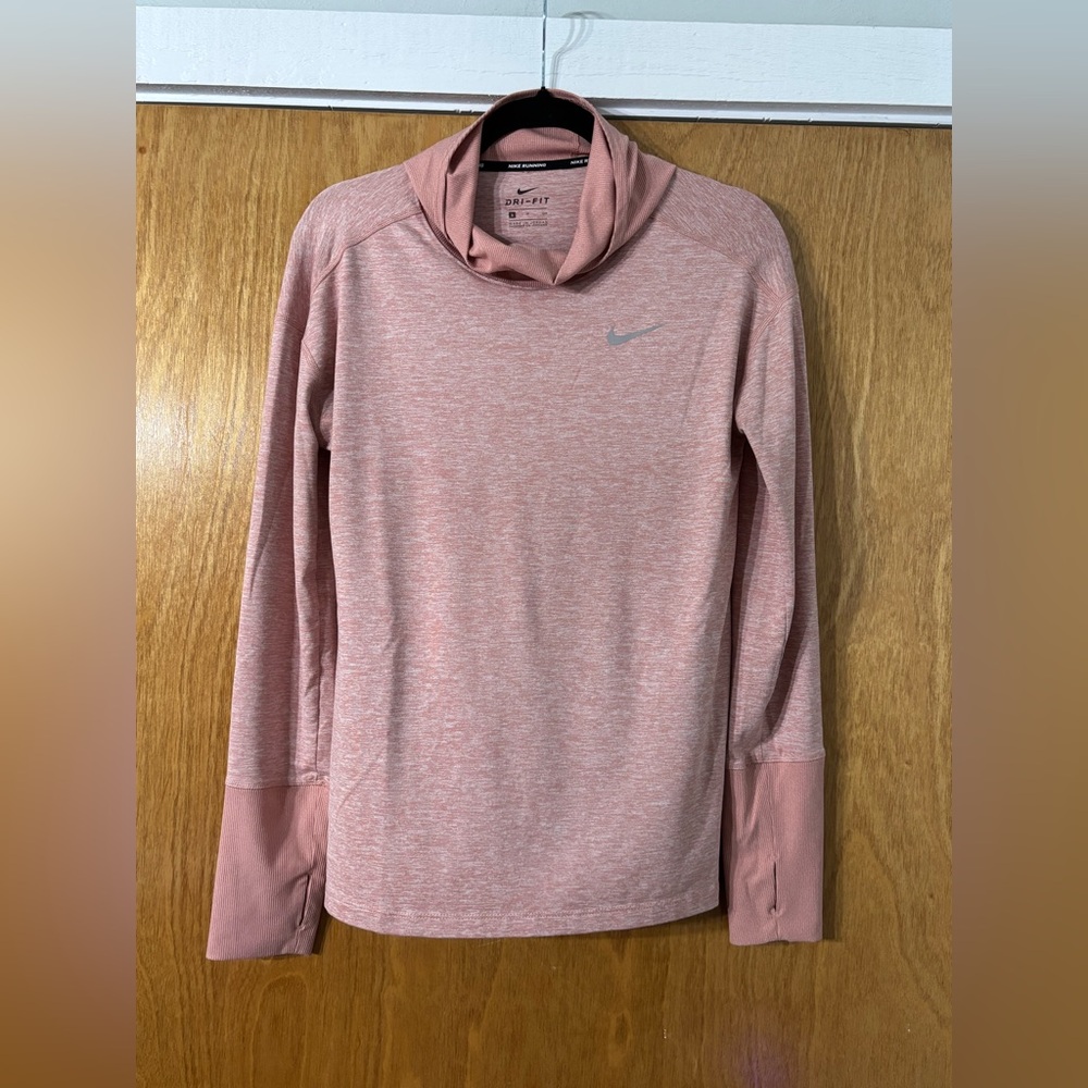 Nike Running Heathered Light Pink Cowl Neck Top